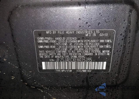 2014 Subaru Forester 2.5I Premium from USA, damaged, VIN JF2SJAECXEH415285